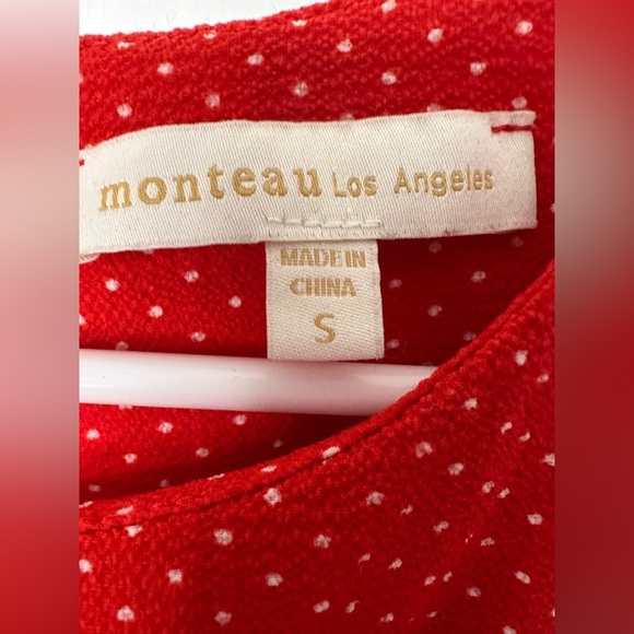 Monteau Red and White Flutter Sleeve Blouse - Picture 4 of 6